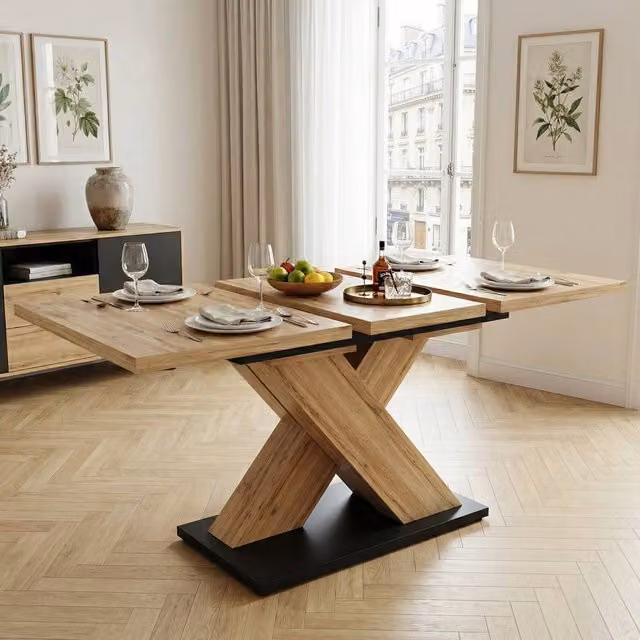 BTM Extendable Rectangular Dining Table in Brown, W/D/H: 119 x 80 x 75 cm – 1