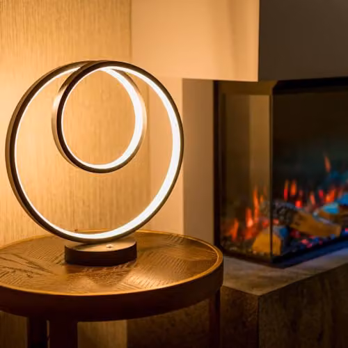 ValueLights Matt Black Loop Table Lamp with Integrated LED and Touch Button – 3