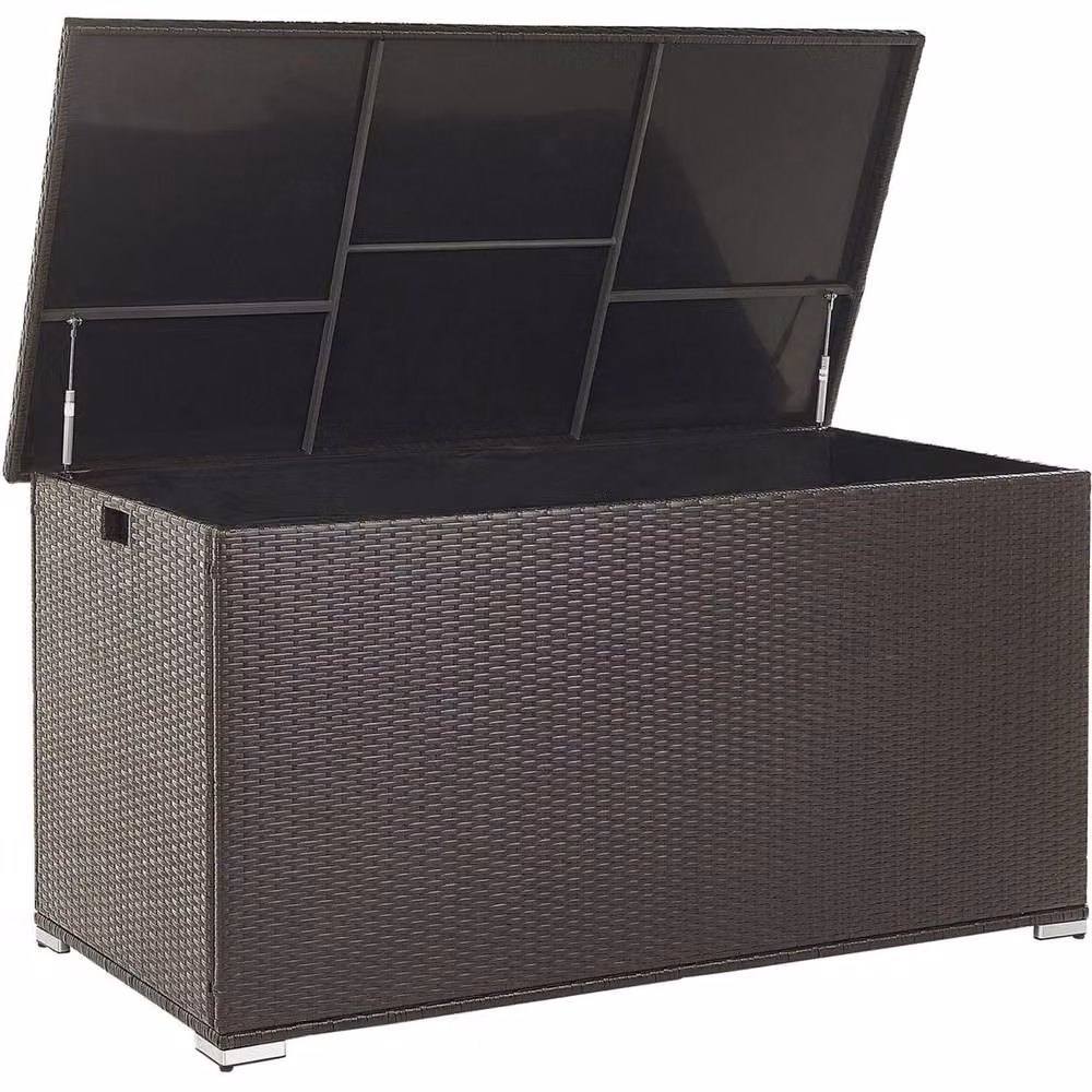 Wyld Haus Brown Faux Rattan and Metal Outdoor Storage Box for Garden or Terrace – 2