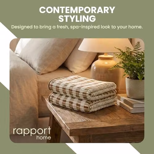 Rapport Home Santa Cruz Striped Cotton Bath Sheets 2 Pack, Beige/Sand/White, W: 90 cm, D: 140 cm, 500GSM – 3