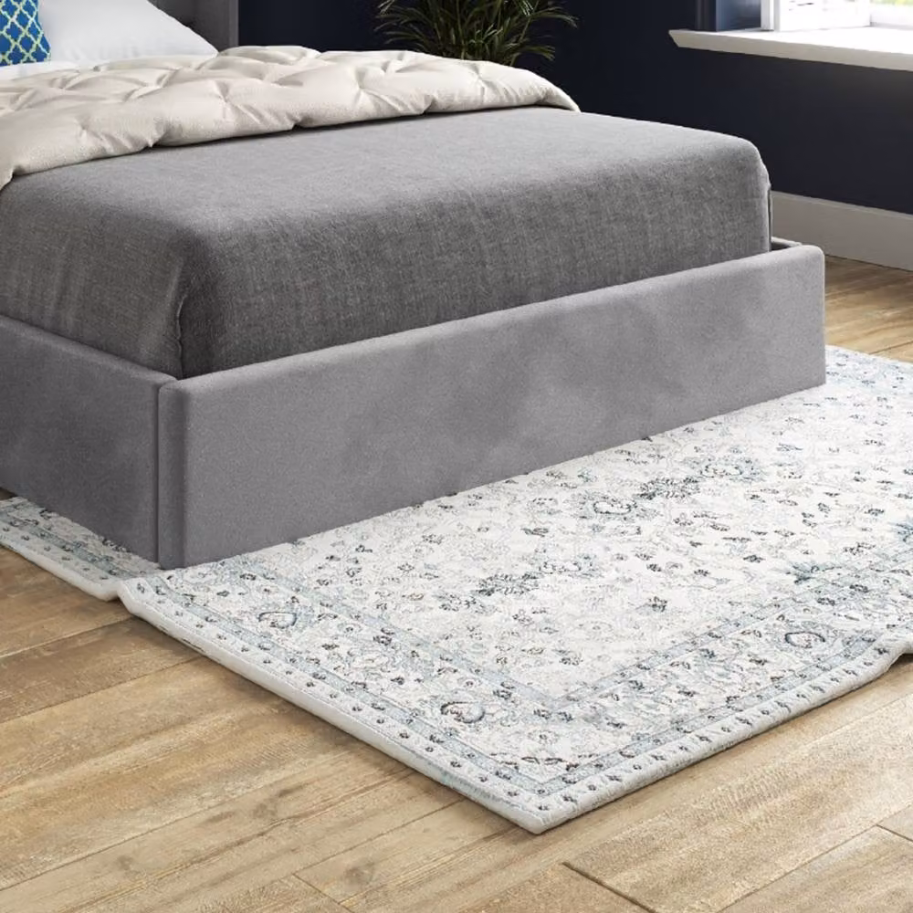 Casani Rowledge Winged Upholstered Designer Bed Frame in Grey Soft Velvet, Super King Size (200 x 200 cm) – 5