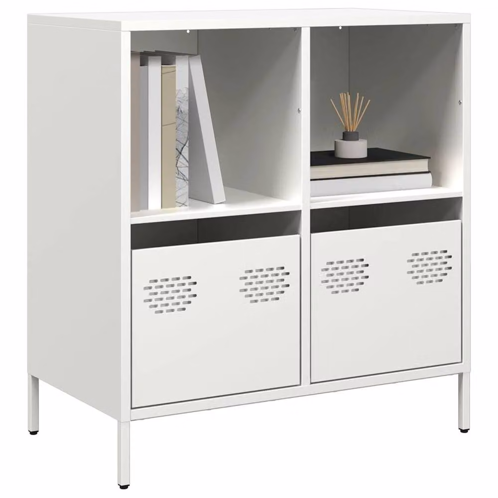 Berkfield Home White Matt Cold-rolled Steel Sideboard W/D/H: 68 x 39 x 73.5 cm – 2
