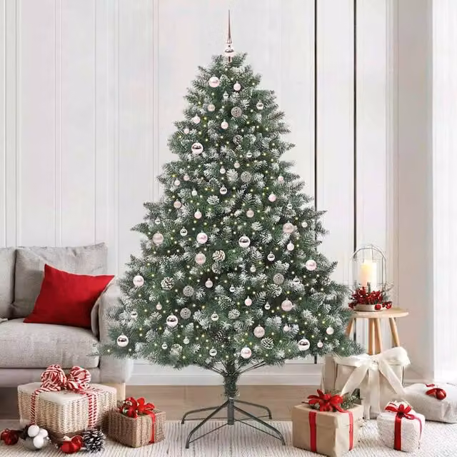 Berkfield Home Green Artificial Christmas Tree with Stand, W/D/H: 140 x 140 x 210 cm – 1