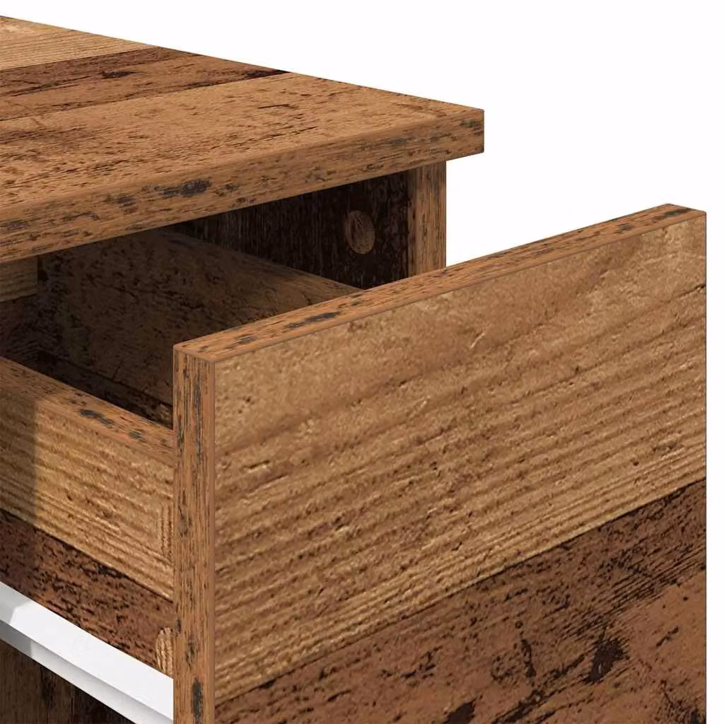 Berkfield Home Bedside Cabinet with Drawer in Brown Old Wood, W/D/H: 20 x 36 x 60 cm – 4