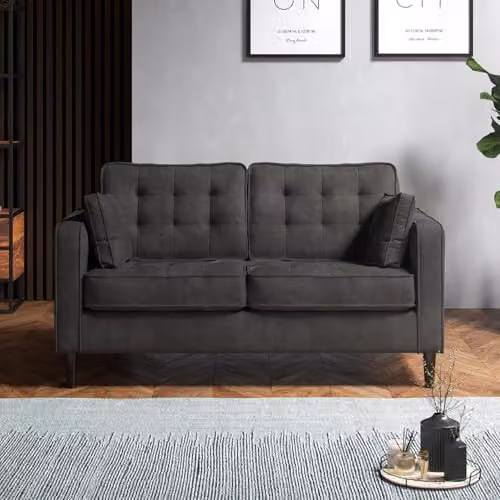Furnishings For Less UK Eden Toledo 3 Piece Fabric Sofa Suite in Graphite Grey, including 3 Seater Sofa, 2 Seater Sofa and Armchair – 2