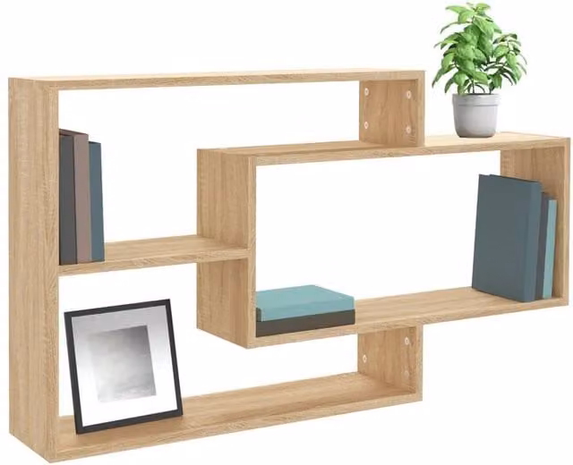 Berkfield Home Wall Mounted Shelf in Sonoma Oak, W: 104 cm, D: 20 cm, H: 58.5 cm – 1