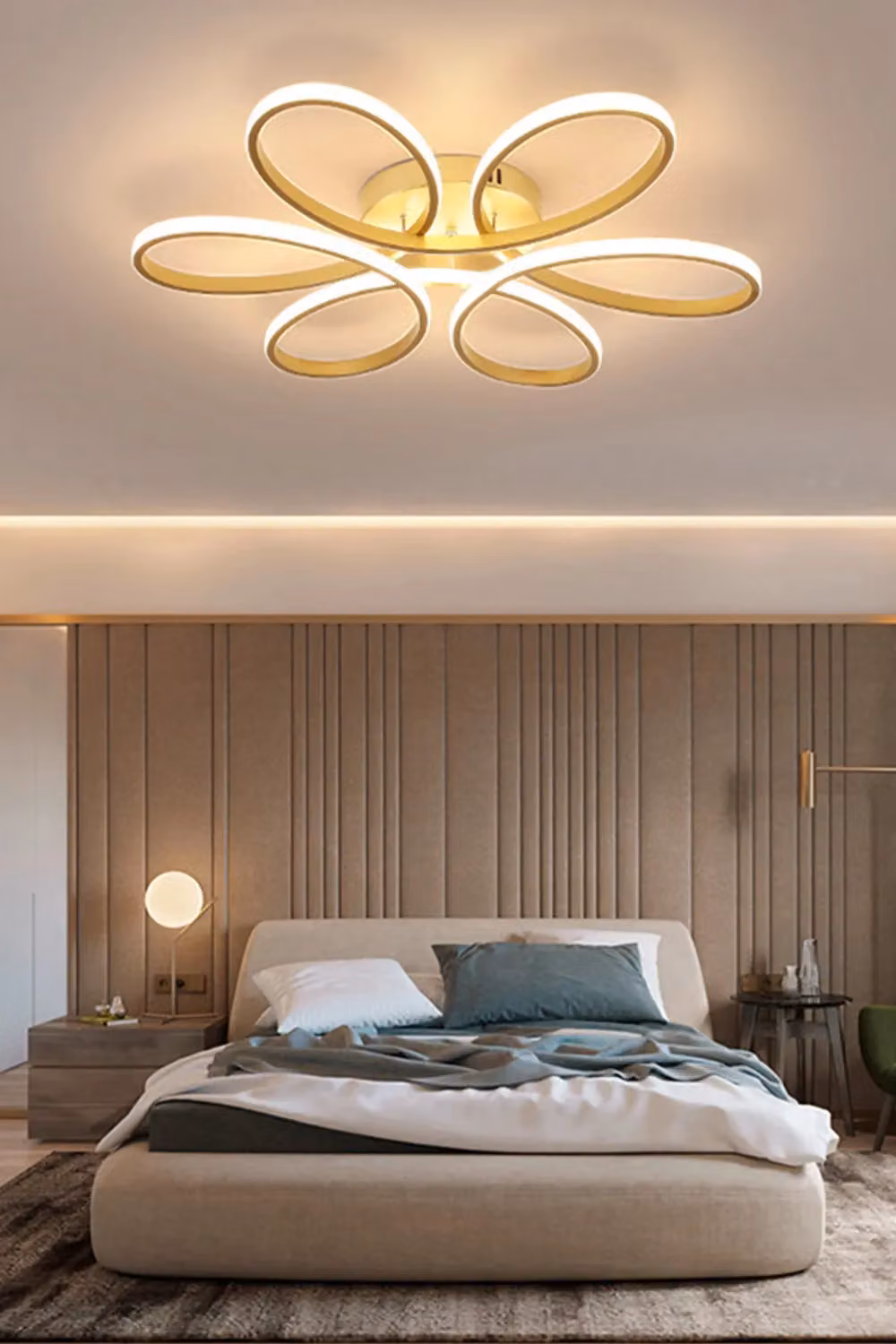 Living and Home 52W Modern Gold Acrylic Petal LED Semi Ceiling Light with Remote Control – 2