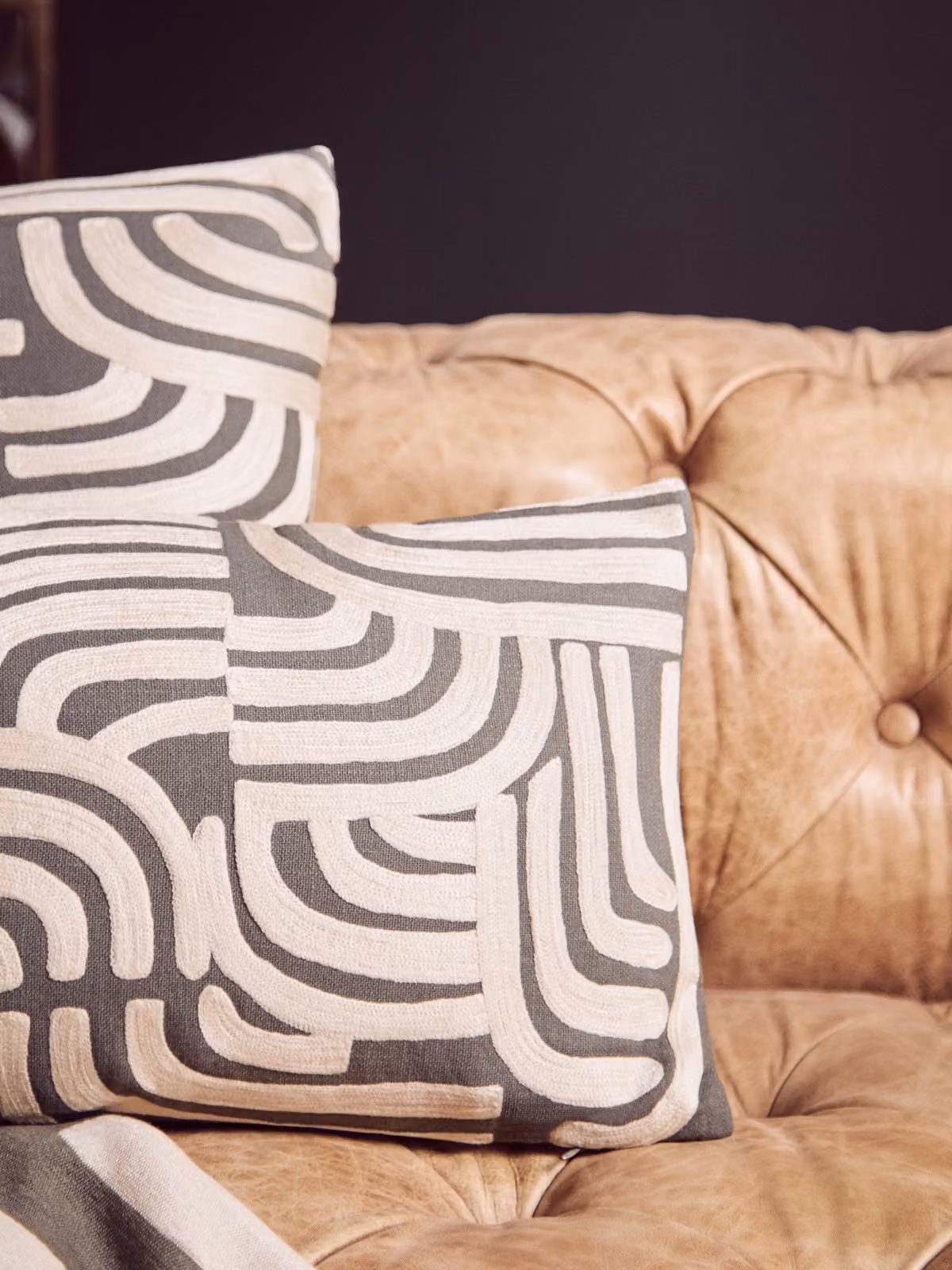 Orsina Bosie Ozella Graphic Cotton Cushion in Terracotta, Beige and Multicolour – 2