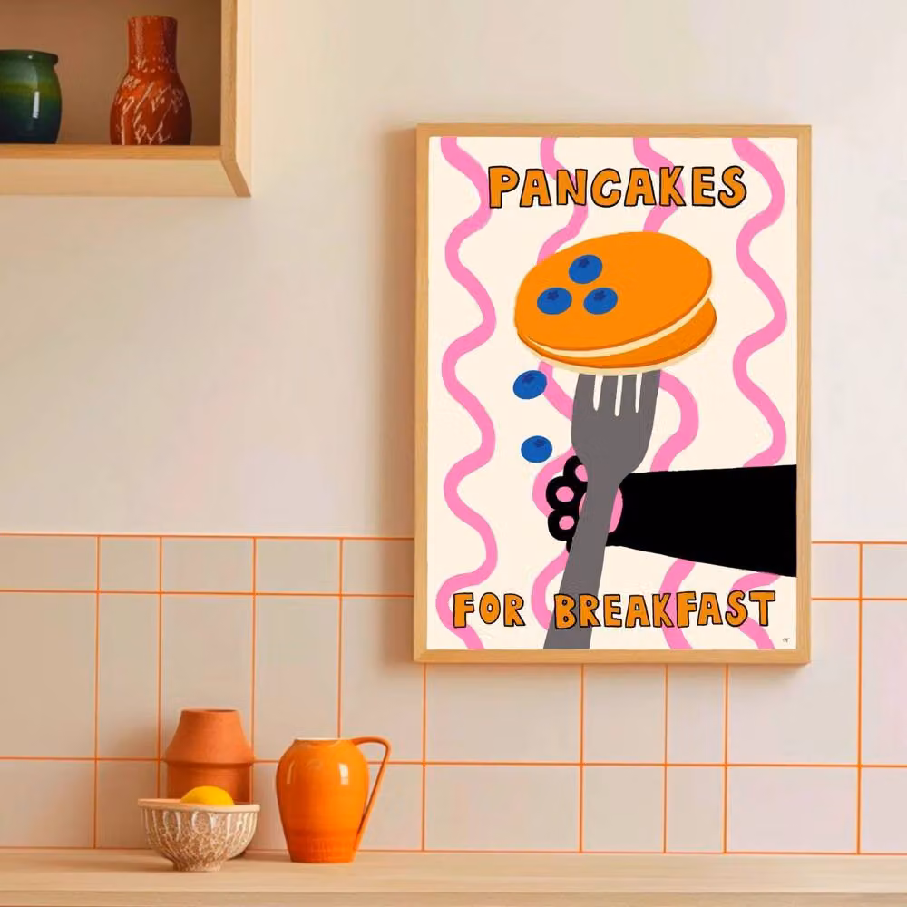 The Paper Tail For Breakfast Pancakes Multicolour Paper Poster, W: 29.7 cm, H: 42.0 cm – 3