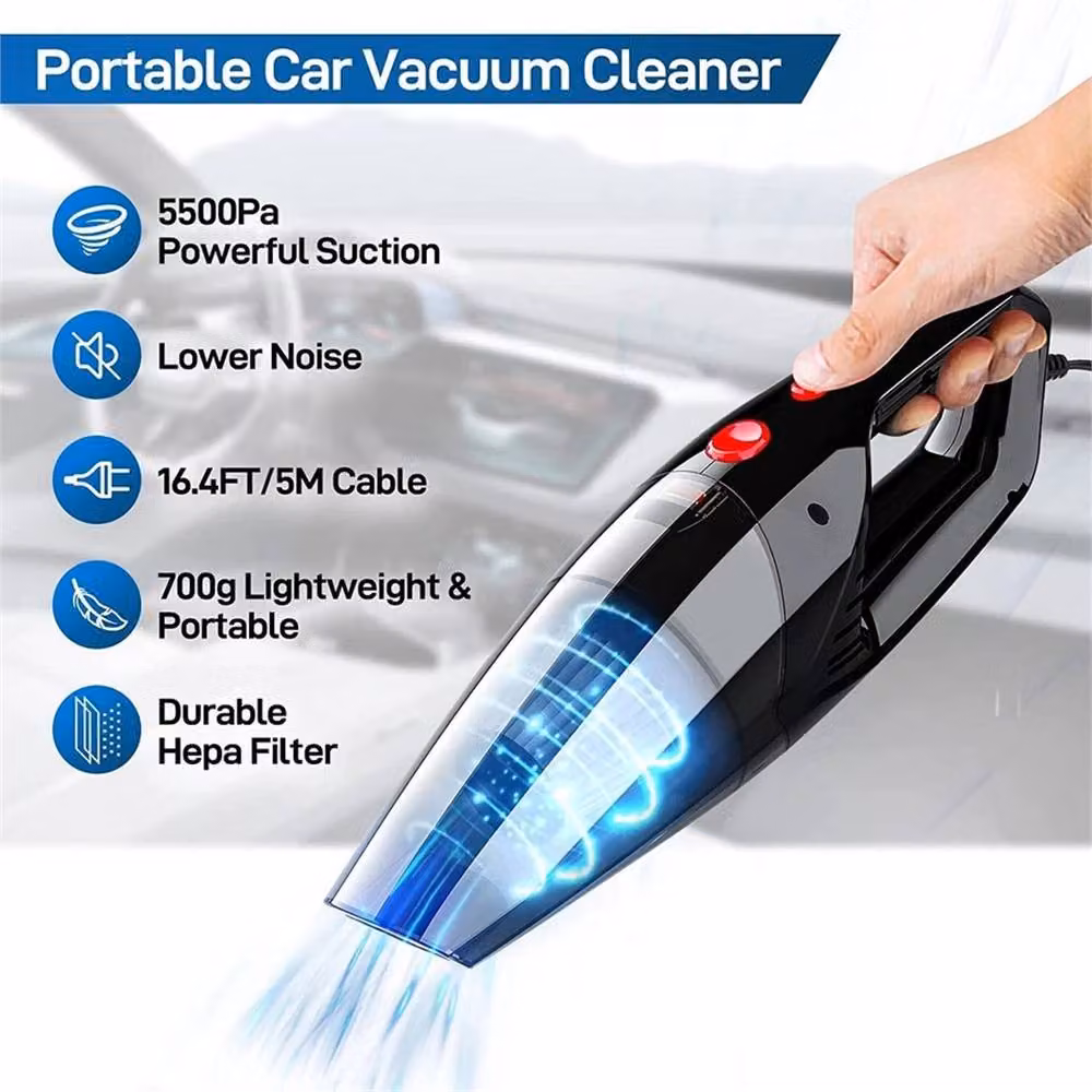 VOGREX Handheld Wet and Dry Car Vacuum Cleaner with 4000pa Strong Suction and HEPA Filter, Black – 2