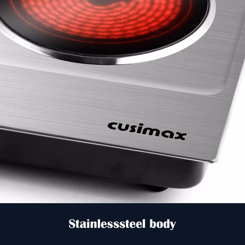 Cusimax Sleek Portable Infrared Electric Hot Plate 2400W in Silver and Black – 6