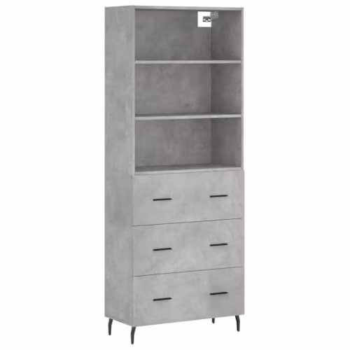 vidaXL Industrial Style Highboard Sideboard in Concrete Grey with Drawers and Shelves, W/D/H: 180 x 69.5 x 34 cm