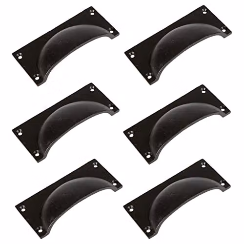 Hammer and Tongs Matt Black Iron Rectangular Cabinet Drawer Pulls, Pack of 6, W: 10.5 cm, H: 5.0 cm – 2