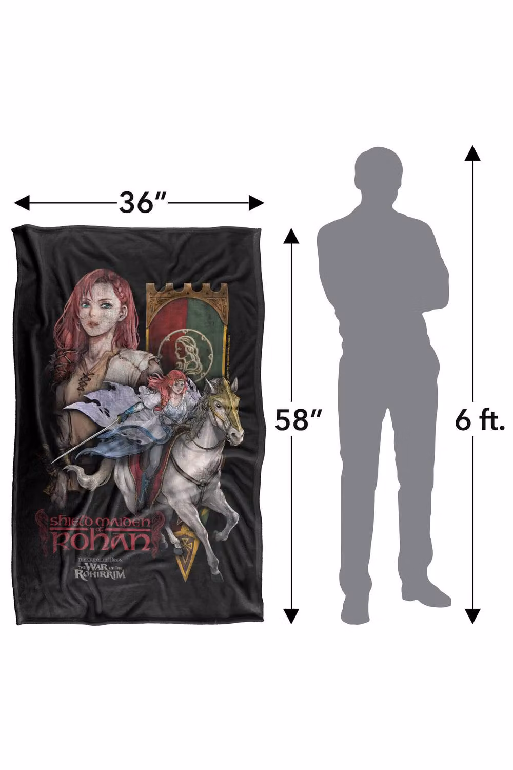 LOGOVISION Lord of the Rings War of the Rohirrim Hera Shieldmaiden of Rohan Homage Super Soft Fleece Throw Blanket, Multicolour, W: 152 cm, D: 127 cm – 8