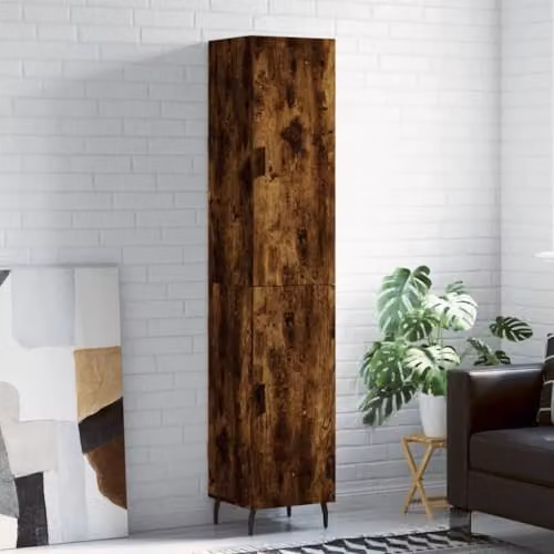 vidaXL Modern Highboard in Smoked Oak with Hinged Doors, W/D/H: 34.5 x 34.5 x 180 cm – 2