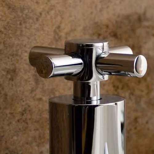 Nes Home Linden Chrome Cross Head Hot & Cold Basin Taps with Pop Up Waste and Silver Basin Waste – 2