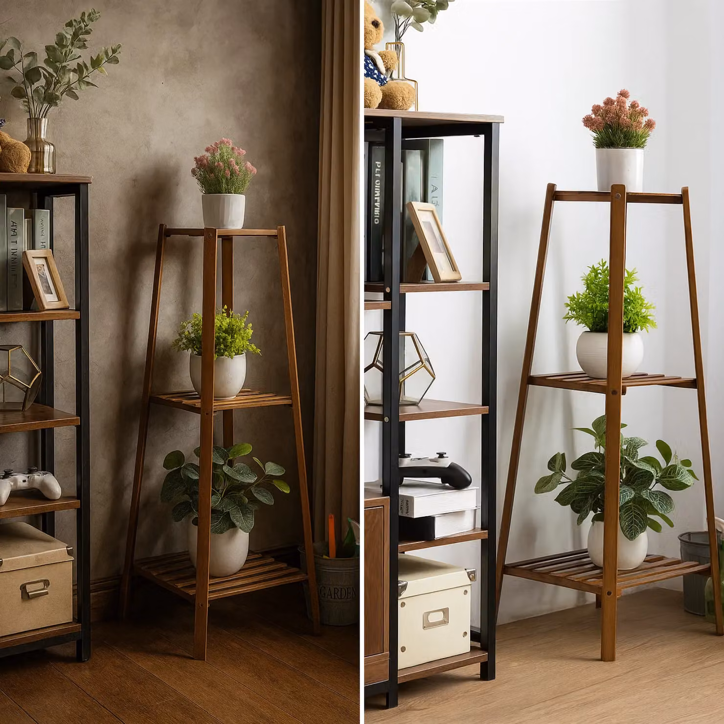 Rafaelo Mobilia 3 Tier Brown Bamboo Wooden Plant Stand for Indoor and Outdoor Use – 2