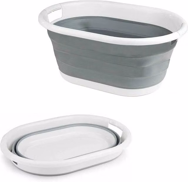 KORVIXA Collapsible Folding Laundry Washing Basket with Handles, Grey