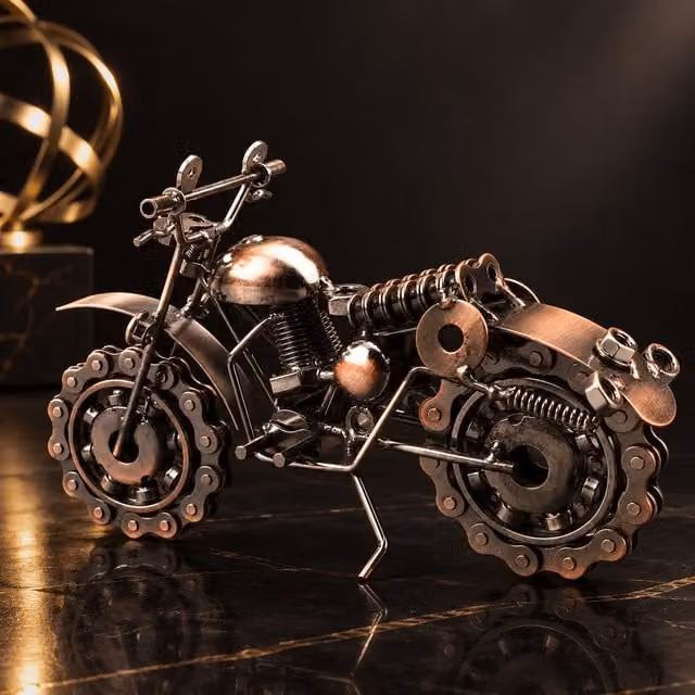 Marco Paul Vintage Metal Motorbike Sculpture Ornament in Bronze – 1