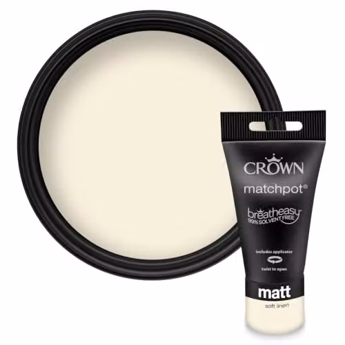 Crown Walls & Ceilings Matt Paint Tester Sample, Light Cream/Beige, 40ml – 1