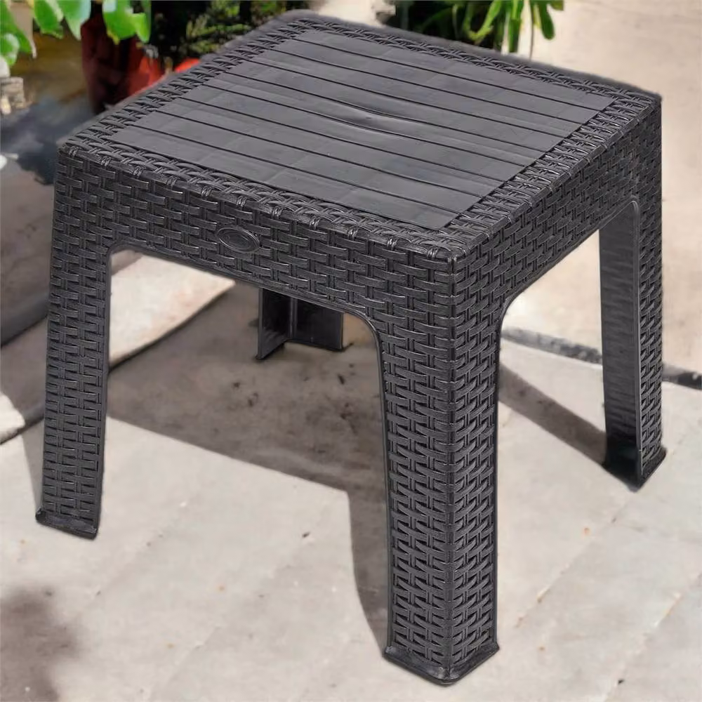 Nordara Black Woven Polyrattan Square Coffee Table for Outdoor Garden and Terrace Use – 4