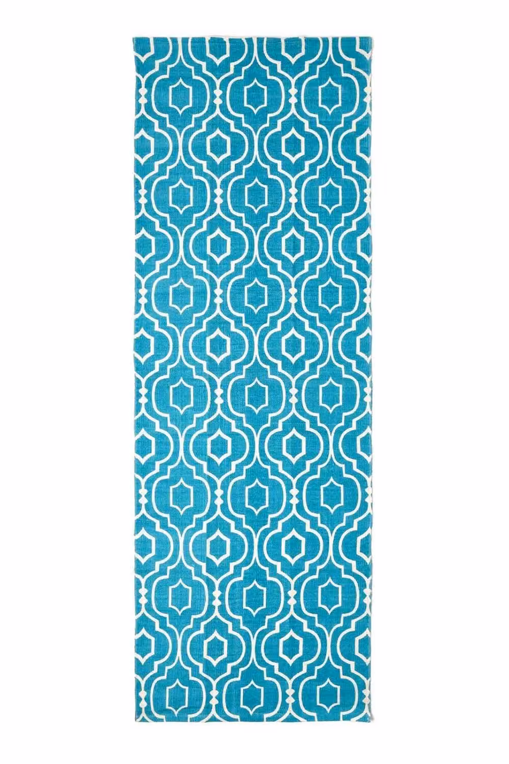 Homescapes Riga Geometric Printed Cotton Hallway Runner in Petrol and White, W/D/H: 66 x 200 cm – 2