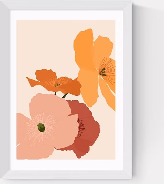 East End Prints Autumn Wildflowers Multicolour Rectangular Framed Botanical Art in White