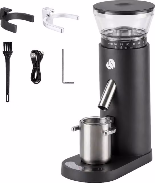 Spector USB Rechargeable Coffee Grinder with Timer and 60 Settings in Black
