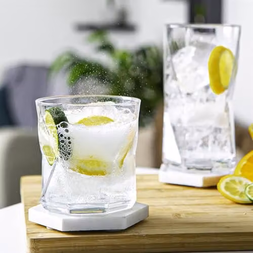 Bormioli Rocco Cassiopea Geometric Whisky Tumbler Glasses, Transparent, 320ml, Pack of 12 – 3