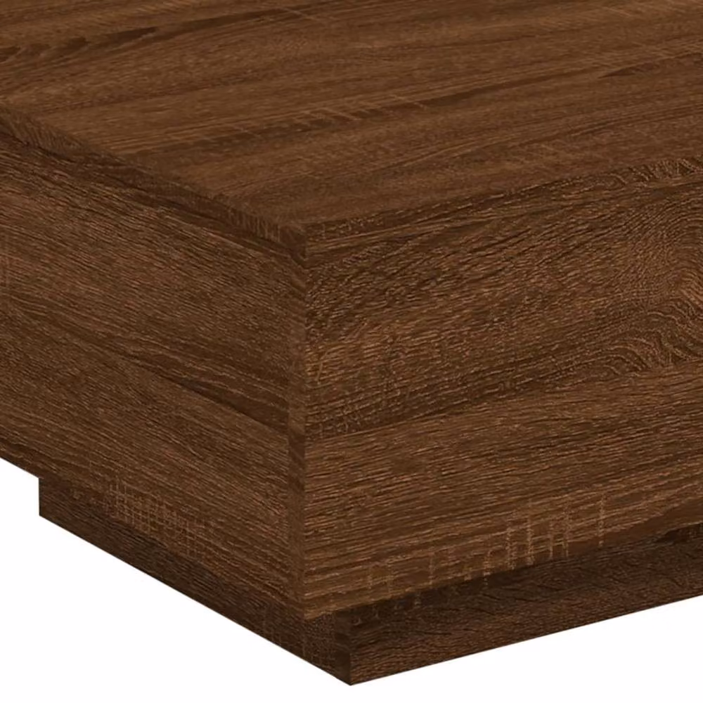 Berkfield Home Modern Square Coffee Table with LED Lights in Brown Oak, W/D/H: 55 x 55 x 31 cm – 4