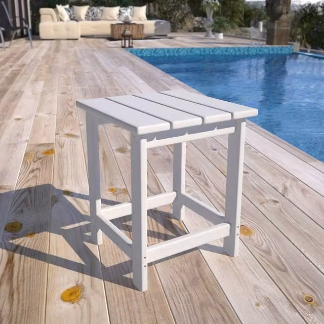 Mona Vale Furniture All-Weather Outdoor Adirondack Side Table in White – 1