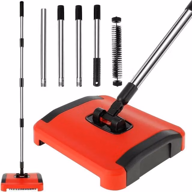 VOGREX Manual Carpet Sweeper and Indoor Floor Lint Duster in Red – 1