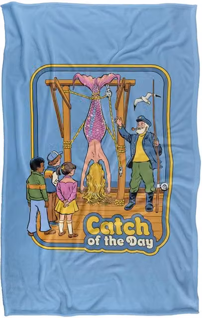 Steven Rhodes Catch Of The Day Super Soft Fleece Throw Blanket, Multicolour, W/D/H: 152 x 127 cm – 1
