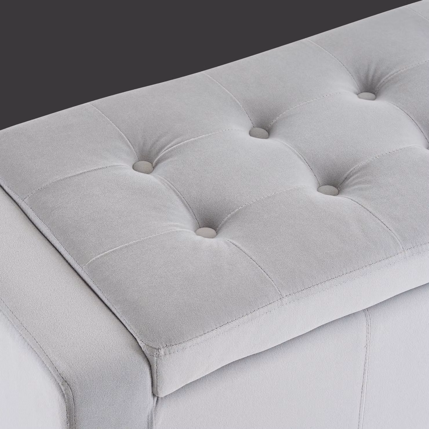 Home Republic Luna Velvet Ottoman Storage Bench in Silver – 3