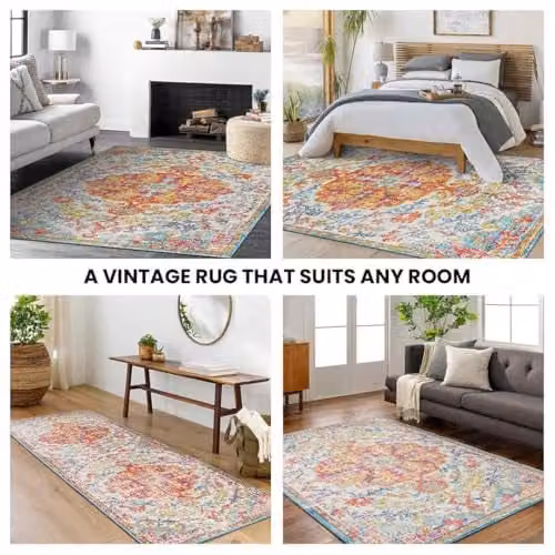 Livabliss Asmara Vintage Boho Multicolour Rug, W/D: 90 x 60 cm – 7