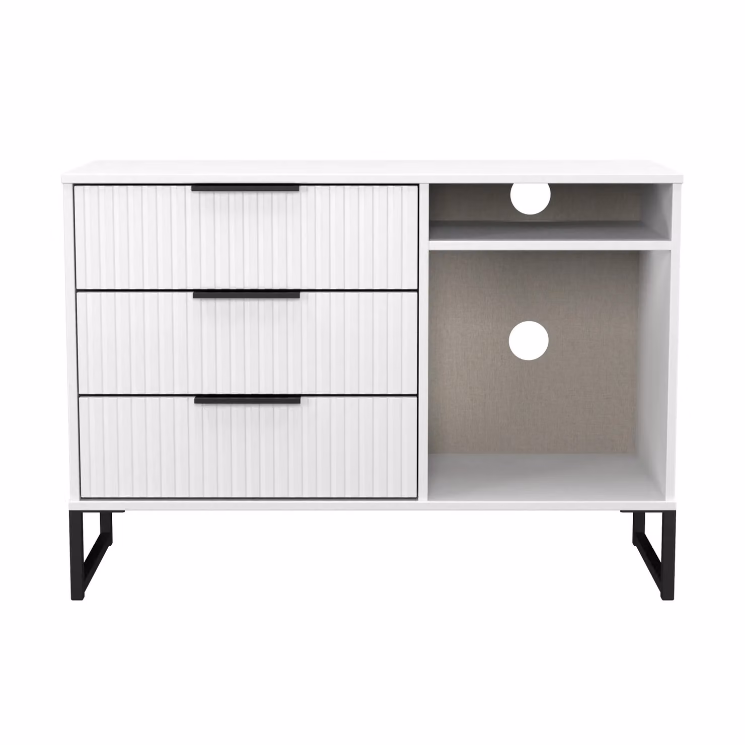 Ready Assembled 2 U Menai 3 Drawer TV Unit in White – 2