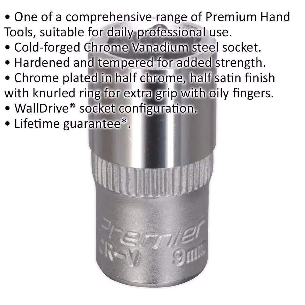 Loops 9mm Forged Steel 1/4 inch Square Drive Socket in Silver Chrome Vanadium – 2