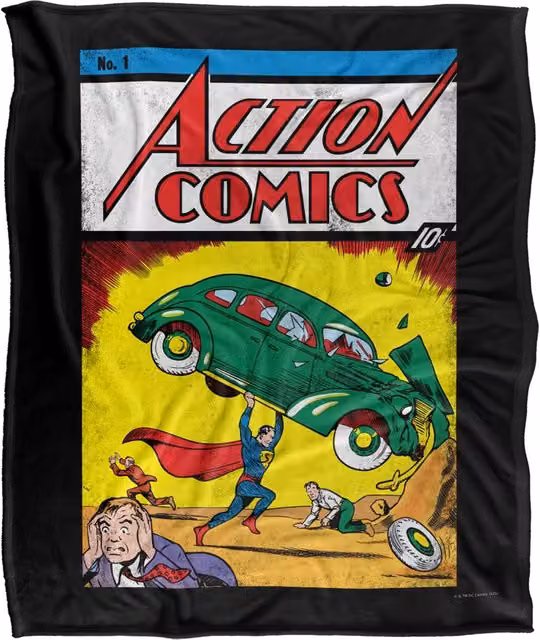 DC Comics Superman Action No. 1 Silky Touch Super Soft Throw Blanket, White and Multicolour, W/D/H: 152 x 127 cm – 7