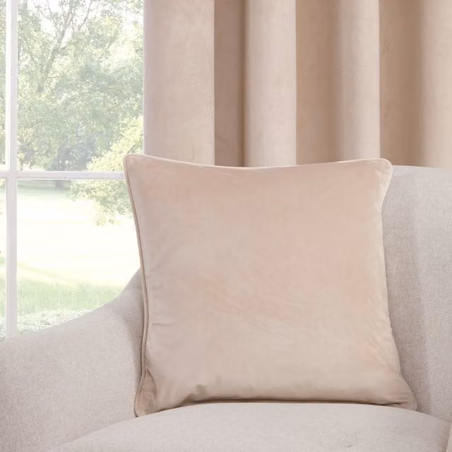 Divante Square Velvet Cushion in Beige