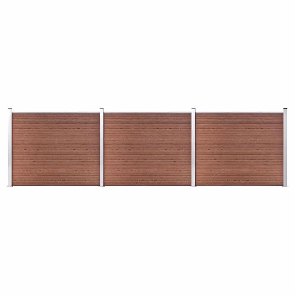 Berkfield Home WPC Fence Panel Set in Brown, W: 526 cm, H: 146 cm – 2