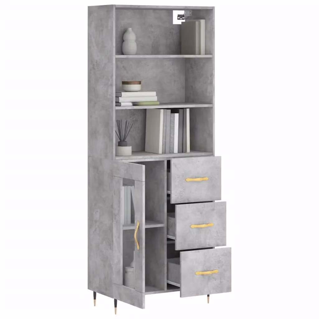 Berkfield Home Modern Highboard in Concrete Grey, W/D/H: 69.5 x 34 x 180 cm – 2