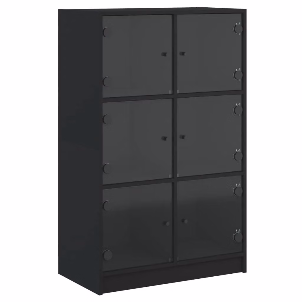 Berkfield Home Modern Black Highboard with Glass Doors, W/D/H: 68 x 37 x 109 cm – 2