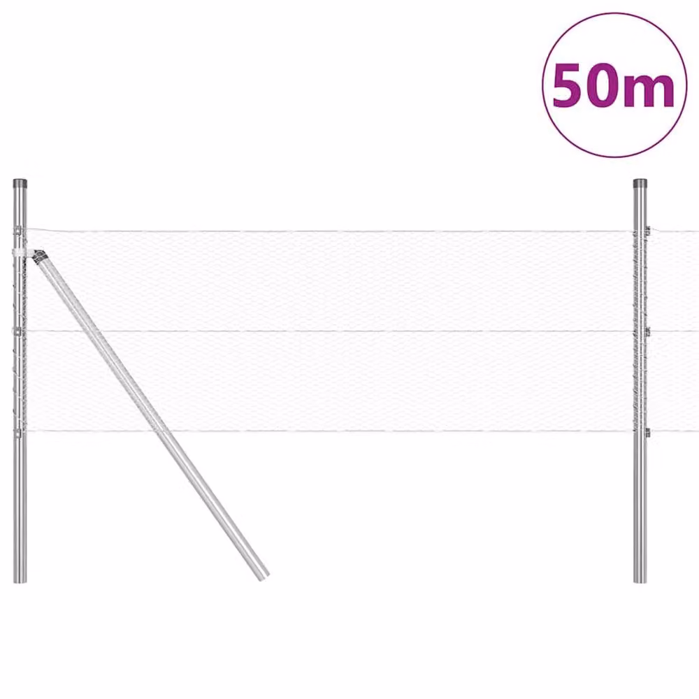Berkfield Home Hexagon Wire Mesh Fence, Galvanised Steel, Silver/Grey, 0.8 m x 50 m – 2