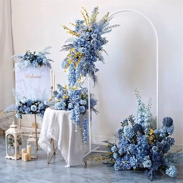Nordara Set of 3 White Metal Wedding Arch and Floral Balloon Backdrop Stands, H: 220 cm, W: 120 cm, D: 3 cm