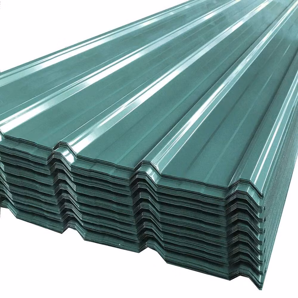 FLAVORA 12 Piece Corrugated Galvanised Metal Roof Sheets in Green, W: 52 cm, L: 1000 cm – 3