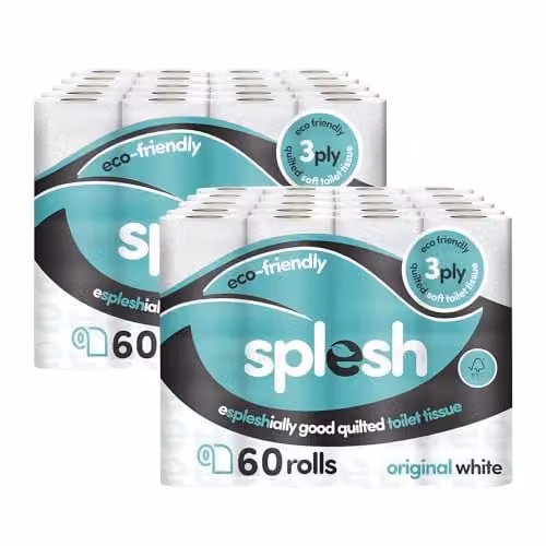 Cusheen Splesh 3-ply White Quilted Toilet Roll, 120 Pack – 1