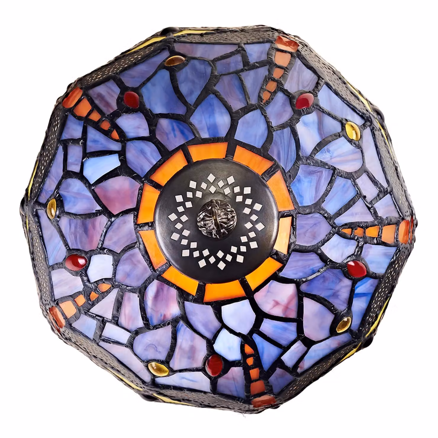 Happy Homewares Hand Crafted Stained Glass Dragonfly Tiffany Table Lamp in Purple and Multicolour with Bronze Base – 2