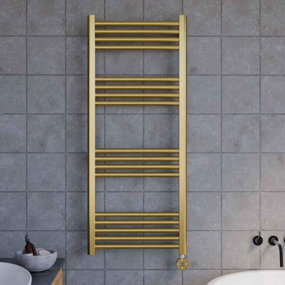 Balterley Round Tube Towel Rail with 17 Bars, Gold/Brass, W: 120 cm, H: 50 cm – 2