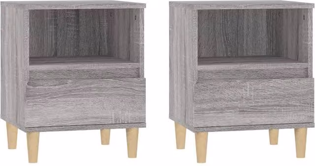 Berkfield Home Set of 2 Bedside Cabinets in Grey Sonoma, W/D/H: 40 x 35 x 50 cm – 1
