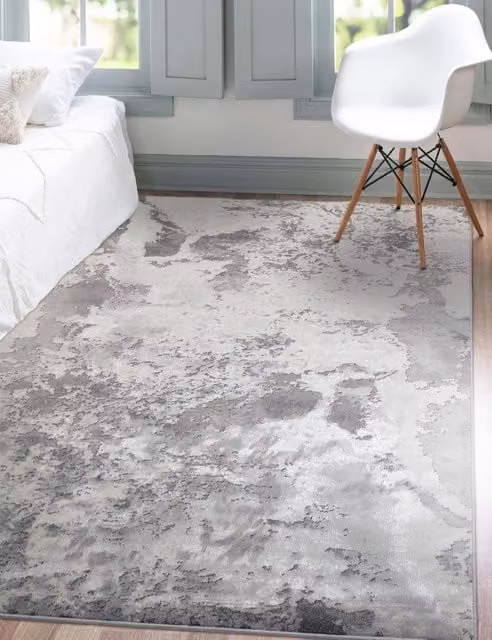 Asiatic Mist Luxe Abstract Modern Rectangular Rug in Grey and Natural Mix